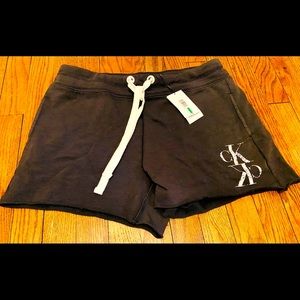 NWT Calvin Klein distressed black cotton shorts